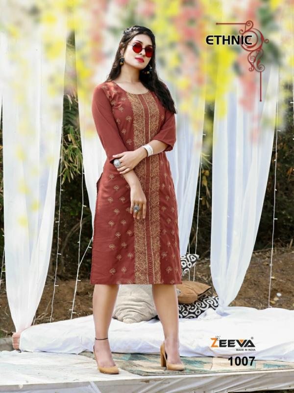 Zeeva Ethnic Rayon Slub Designer Kurti Collection